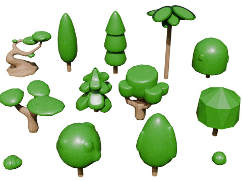 Stylized Game Tree Assets 3Dモデル