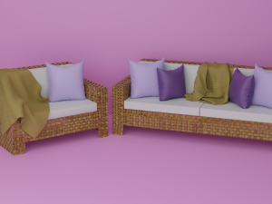 Wicker Sofa Set 3D-Modell