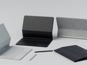 Apple ipad 2021 with cover keyboard and pencil 3D 모델