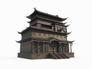 East Asian Ancient Architecture Border Penthouse Modèle 3D