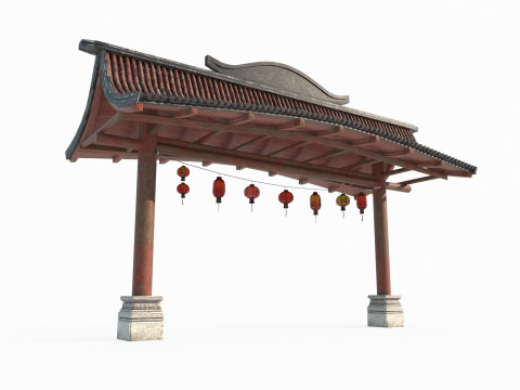 Asian antique architecture torii gate 3D Модель