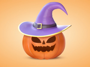 Pumpkin With Witch Hat 3D Модель