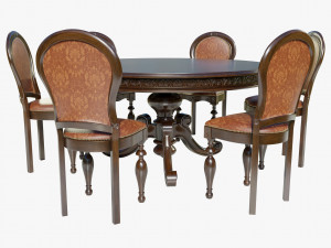 Classic Table with Chairs 3D मॉडल