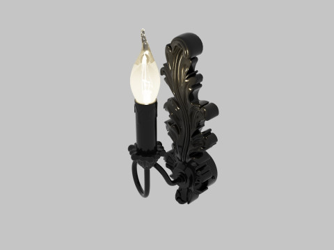 Classic candle baroque carvedA-1180 3D Model