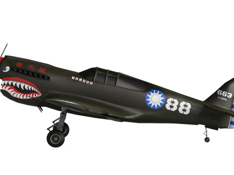 Curtis P 40 Airplane Low-poly 3D 模型