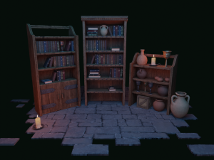 Medieval Bookcases Scene - Asset 3D 模型
