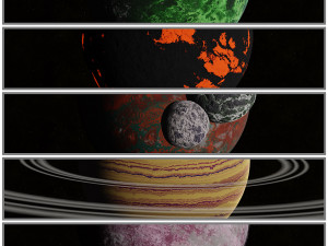 Five diverse planets with procedural map generation 3Dモデル