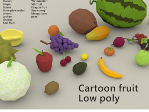 Cartoon fruit Low poly 3D 모델