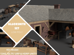 Medieval Blacksmith Set Low-poly 3D Модель