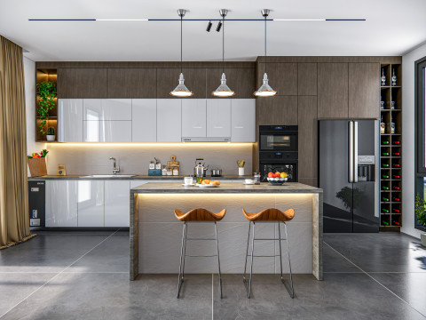 Kitchen fully parametric fully resizable full scene 005 Modèle 3D