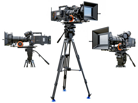 Modern Movie camera with tripod Modèle 3D