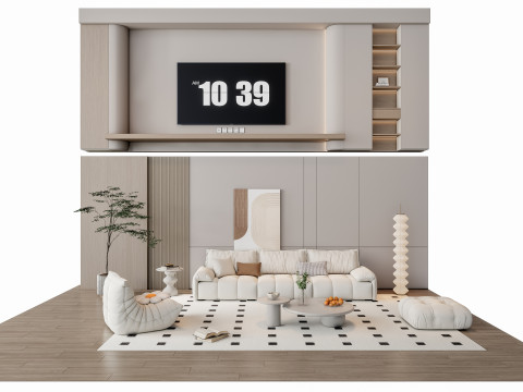 Sofa Coffee table Wall panel Living Combination 10 Modelo 3D