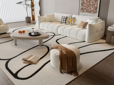 Sofa Coffee table Wall panel Living Combination 5 Modelo 3D