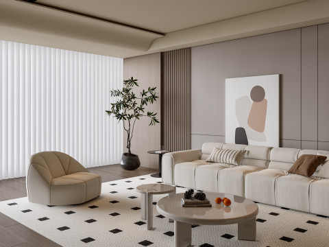 Sofa Coffee table Wall panel Living Combination 9 Modelo 3D
