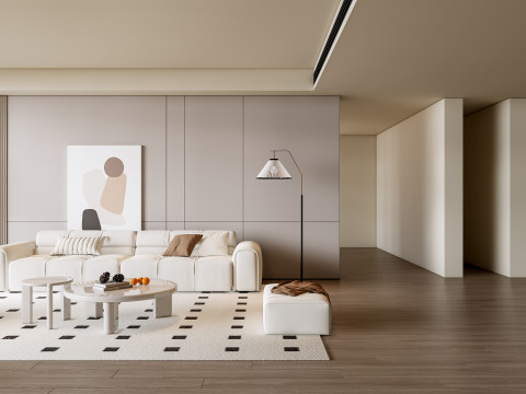 Sofa Coffee table Wall panel Living Combination 9 Modelo 3D