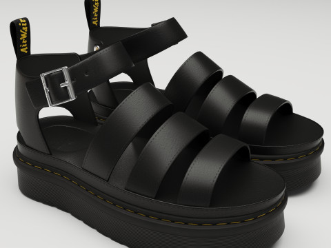 Strap Sandals Dr Martens Black 3Dモデル