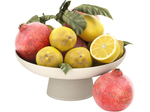 Bowl of limes and pomegranates 3D Модель