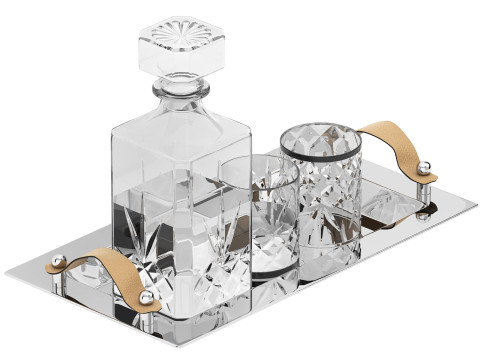Tray set with water carafe and glasses Modelo 3D