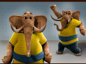 Cartoon Elephant Rigged Model 3D