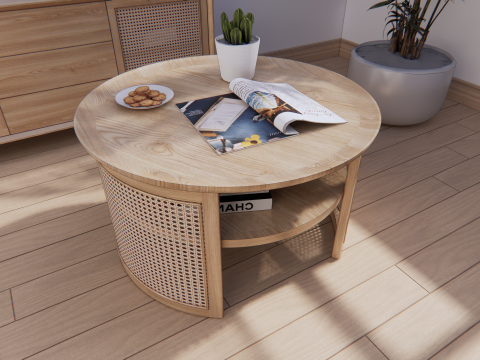 Coffee table rattan Modelo 3D