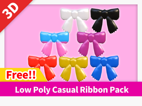 Low Poly Casual Ribbon Pack 3D Модель