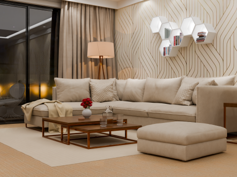 Modern Living Room Interior 3Dモデル