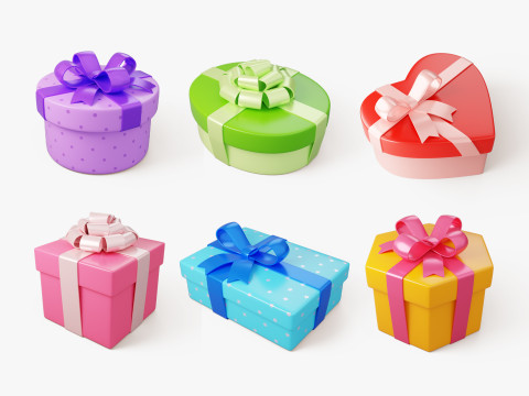 Stylized Gift Box Pack Modèle 3D