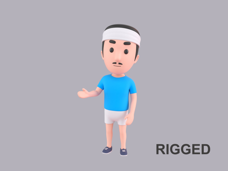 Cartoon Male Character Rigged 102 3D Model .c4d .max .obj .3ds .fbx .stl .blend