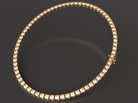 Elegant Tennis Necklace Diamond-Style Chain with Custom Clasp Model do druku 3D